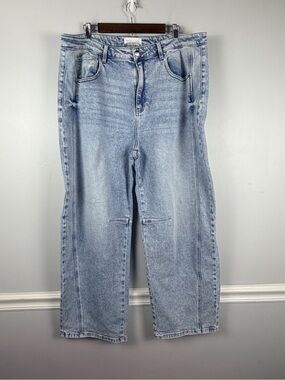 Risen Jeans Barrel Jeans size 3XL light distressed wash